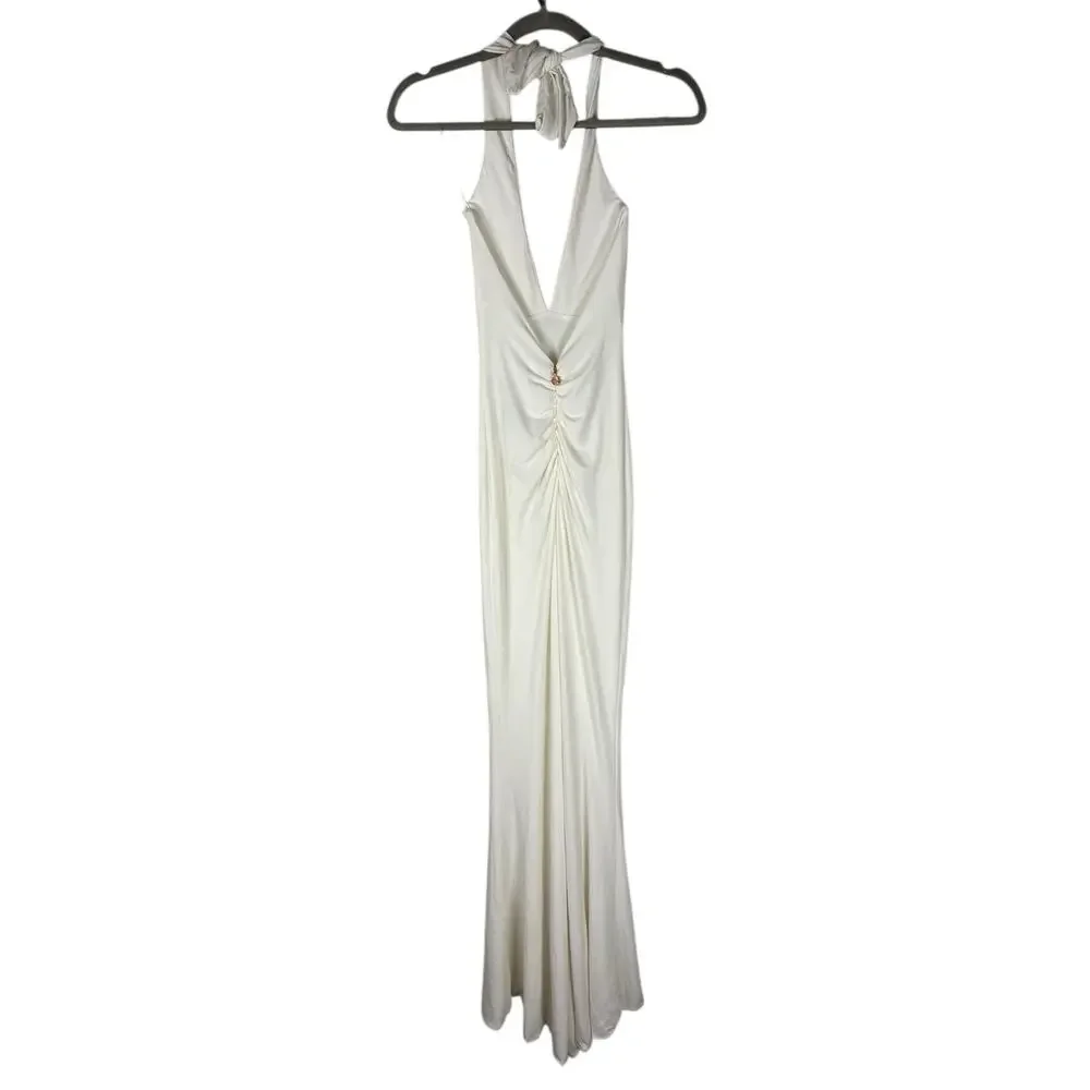 Nookie Illegal Halter Gown Maxi Formal Elegant Gala Bridal Wedding Party XS - Picture 6 of 10